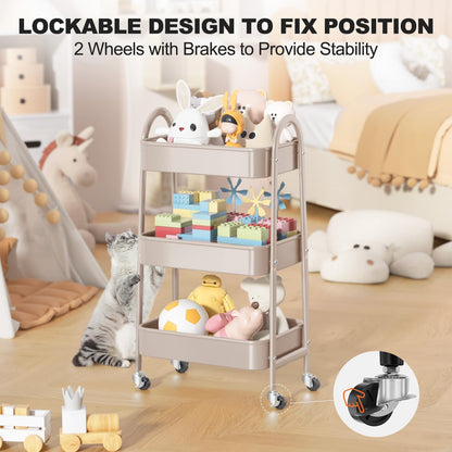 Utility cart wagon — EAGMAK metal storage cart with handle and lockable wheels