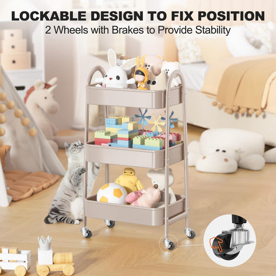 Utility cart wagon — EAGMAK metal storage cart with handle and lockable wheels