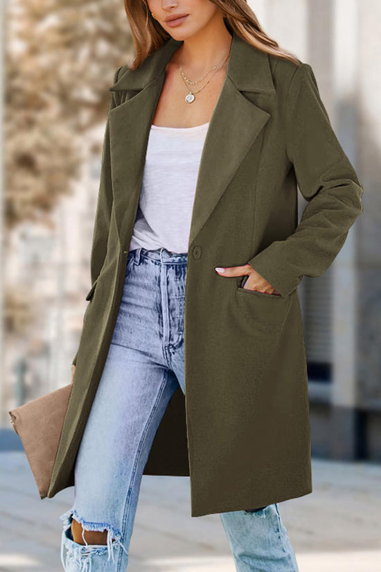 Blazer — Women's long sleeve lapel design with pockets and loose fit