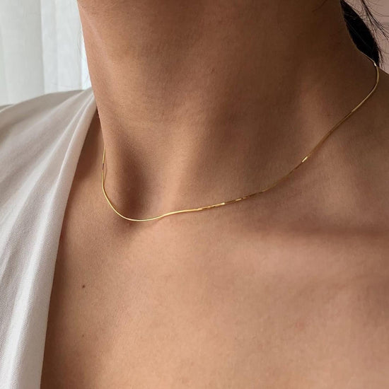 DEARMAY herringbone necklace - 14K gold plated with various chain options
