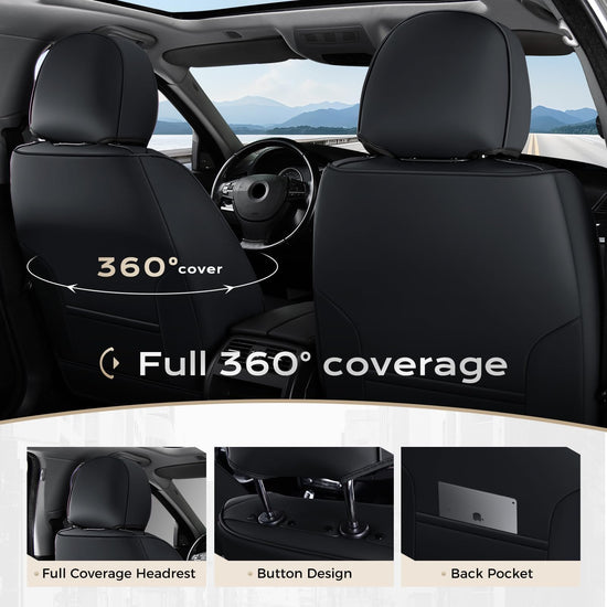 Coverado car seat cover - luxury faux leather waterproof for five seats