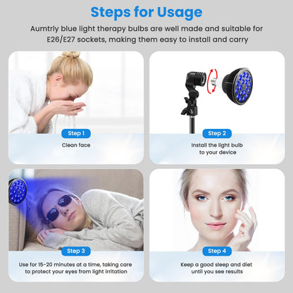 Aumtrly light bulb — 18 LEDs for blue light therapy