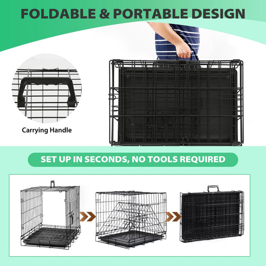 BestPet dog crate with double-door and removable tray for large dogs