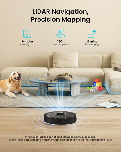 PSUK W11 robotic vacuum cleaner — Self-emptying with LiDAR navigation and mapping