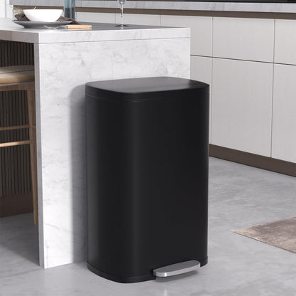 BIQWBIC trash can with lid and foot pedal, stainless steel design, 50 liter capacity