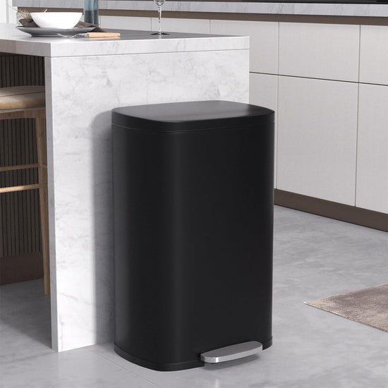 BIQWBIC trash can with lid and foot pedal, stainless steel design, 50 liter capacity