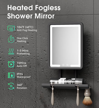 ZHENYEMEI shower mirror with fogless design for shaving