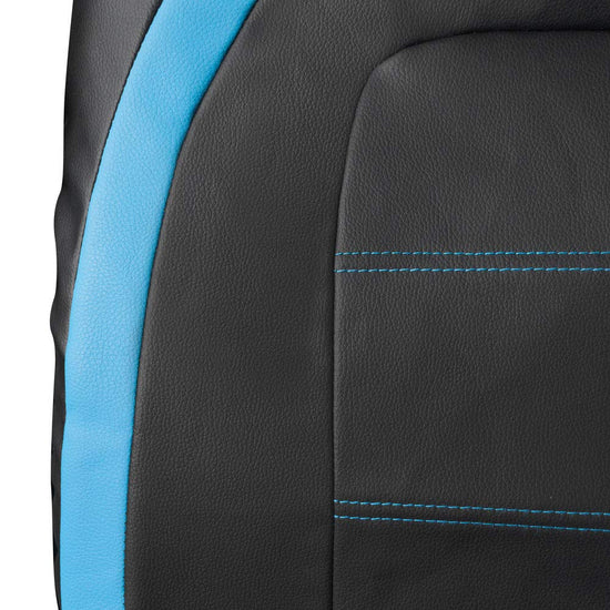 Motor Trend vehicle seat cover — blue faux leather for front seats with headrests