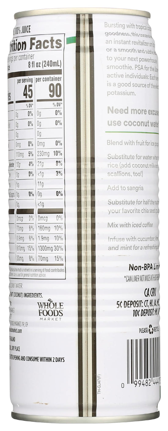 Juice and juice drink — Organic coconut water, 33.8 fl oz by 365 by Whole Foods Market