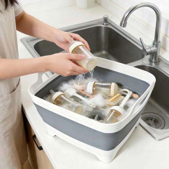 FOSJGO dish basin with drain - Collapsible portable 9 litres capacity sink