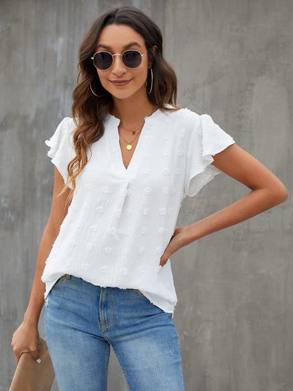 Blooming Jelly blouse with ruffle sleeves and v neck design
