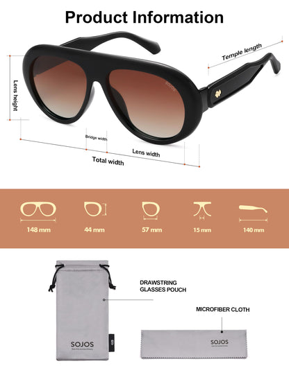 Sunglasses — Trendy oversized polarized aviator style with UV protection