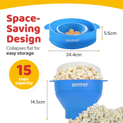 The Original Hotpop popcorn popper — collapsible silicone bowl, BPA-free and dishwasher safe