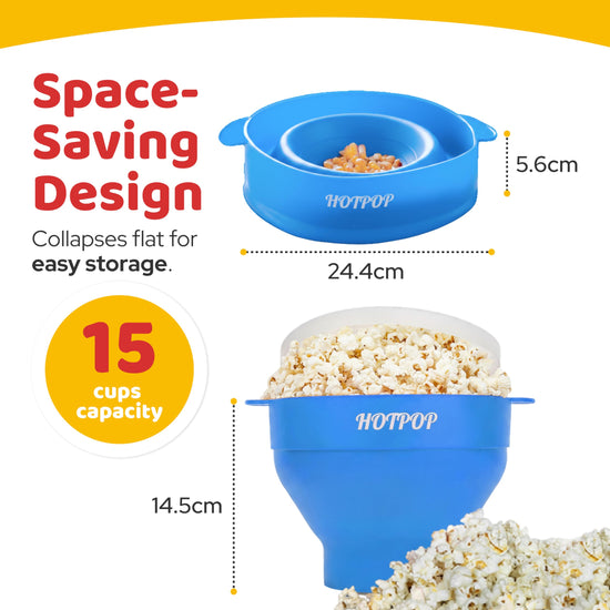 The Original Hotpop popcorn popper — collapsible silicone bowl, BPA-free and dishwasher safe
