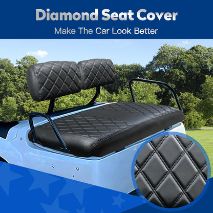 NOKINS golf cart seat cover - fits Yamaha G2 to G22 models, black with black stitch
