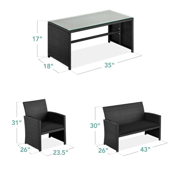 Best Choice Products outdoor wicker patio conversation set with coffee table and cushions