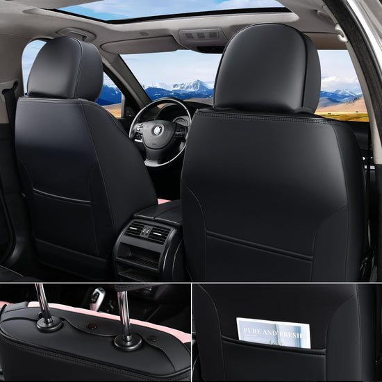 FLORICH automotive front seat covers - waterproof pink and black leather seat covers 2 packFLORICH automotive front seat covers - waterproof pink and black leather covers 2 pack