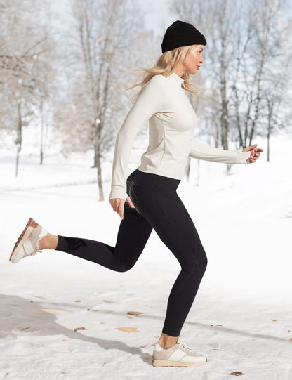 Ewedoos fleece lined leggings with pockets for women