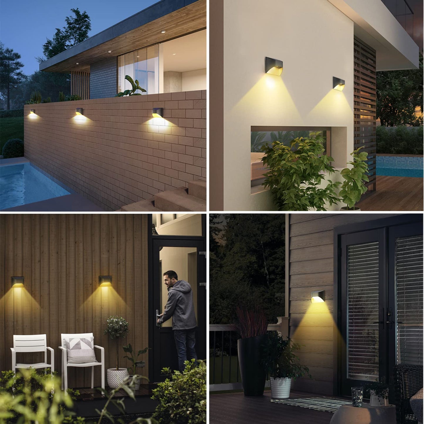 VWCYL+ Solar Fence Lights -Deck & Step & Stair Lights - Warm White/Daylight/Cool White Options for Yard Garden Deck Stair Step Fences,Waterproof（2-Pack）