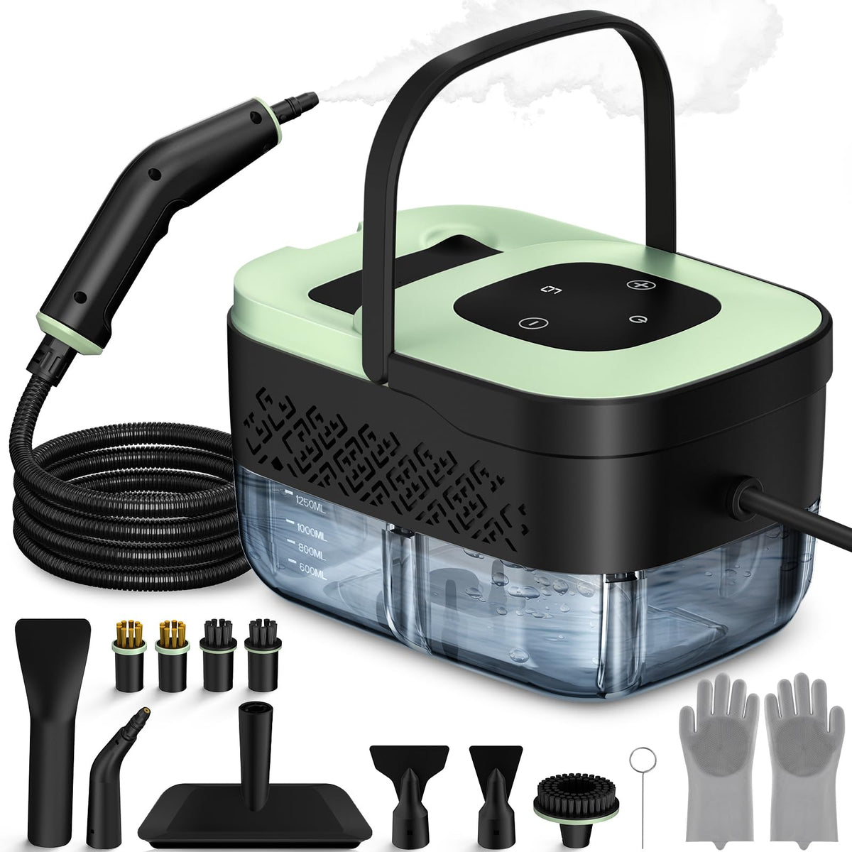 Steam cleaner — Portable handheld steamer with 16 accessories and 6 adjustable levels