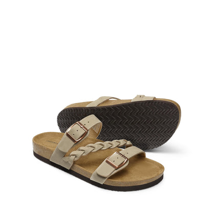 Sandal — Soft cork footbed with adjustable buckle and arch support