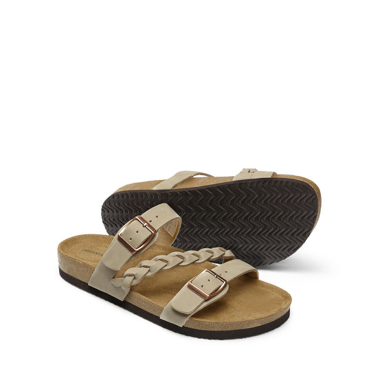 Sandal — Soft cork footbed with adjustable buckle and arch support
