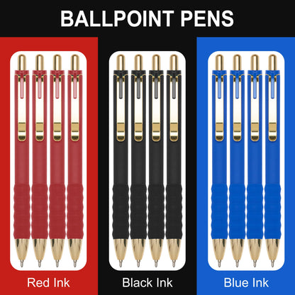Linbsunne ballpoint pen — black medium point with soft grip retractable design