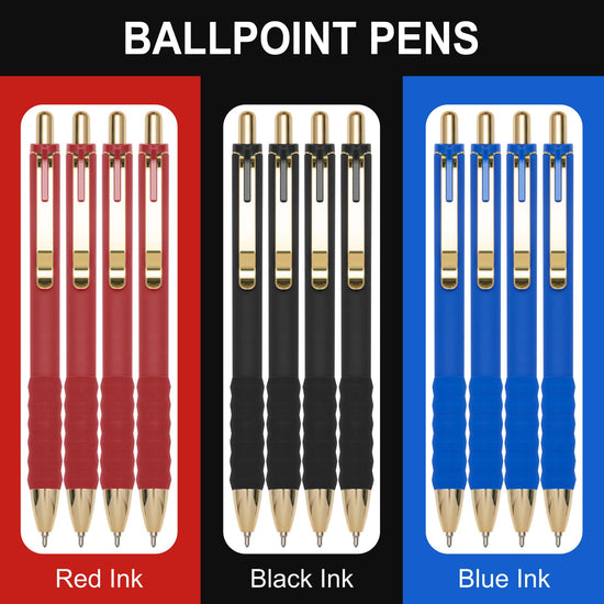 Linbsunne ballpoint pen — black medium point with soft grip retractable design