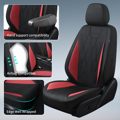 VEHICLE_SEAT_COVER — Leather five-piece set in red and black colors
