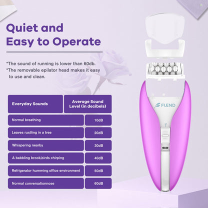 Silent Epilator for Women, 2-Speed Facial & Body Hair Remover, Smooth Glide Technology, for Face, Legs, Bikini & Arms