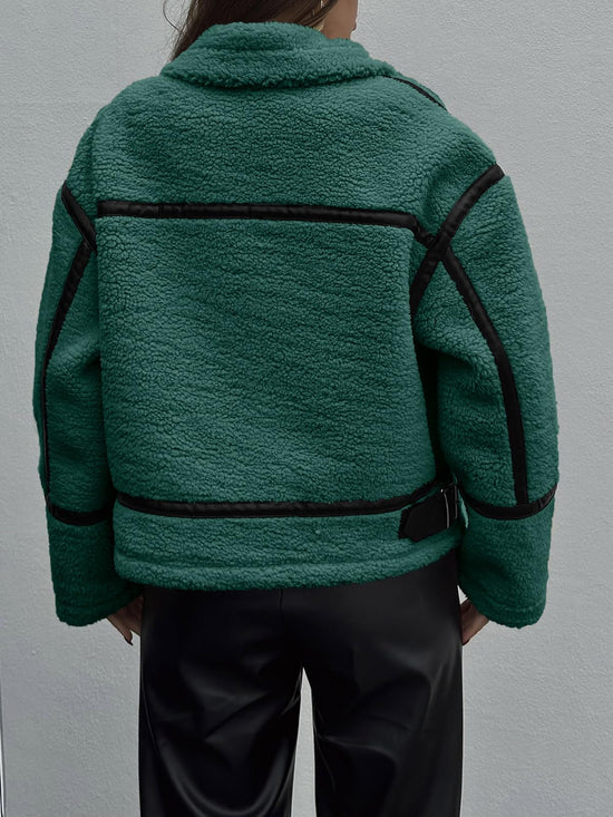 Coat — Faux fur and leather patchwork design from Tankaneo