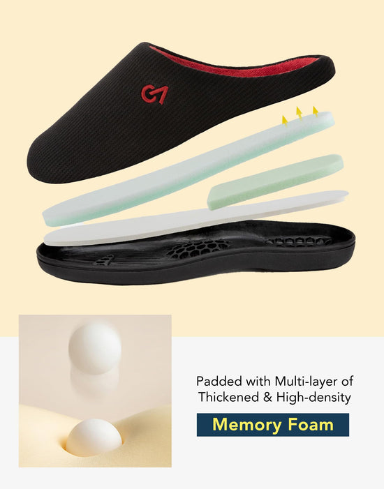 VeraCosy men's two-tone memory foam slippers — durable rubber sole for indoor outdoor use