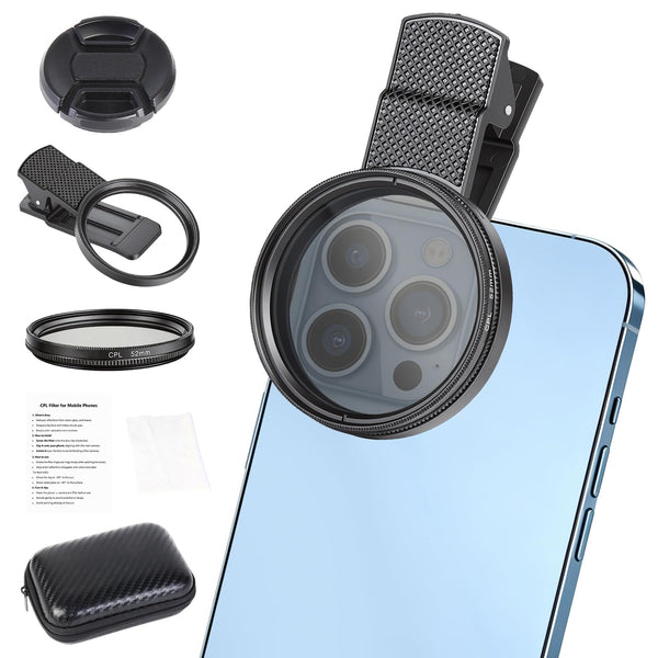 52mm CPL Clip-On Polarizing Filter for Smartphones & DSLR Cameras