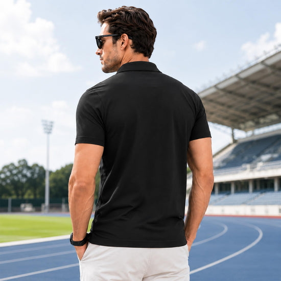 Polo shirt for men — quick dry moisture wicking fabric with slim fit design