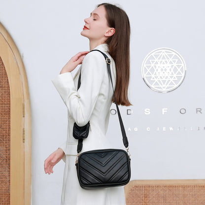 Herald crossbody bag - Chevron quilted design with coin purse pouch and two size options