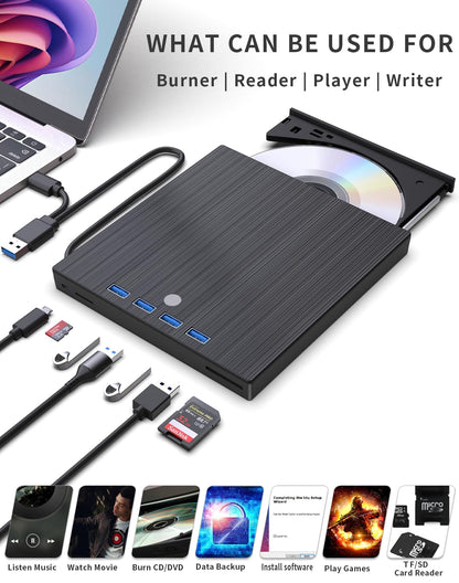 Optical disc drive — 9 in 1 USB 3.0 and Type-C with multiple ports and slots