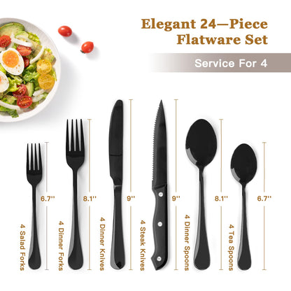 Astercook flatware set — food-grade stainless steel with steak knives included