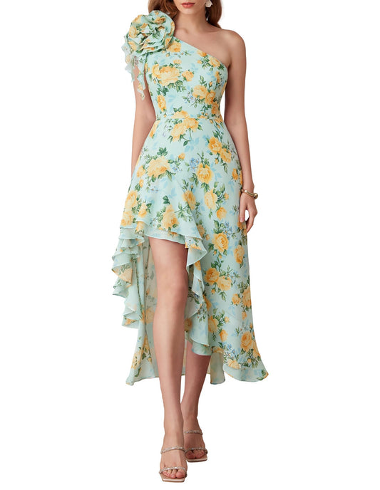 Grace Karin dress — One shoulder floral flowy maxi sundress for weddings
