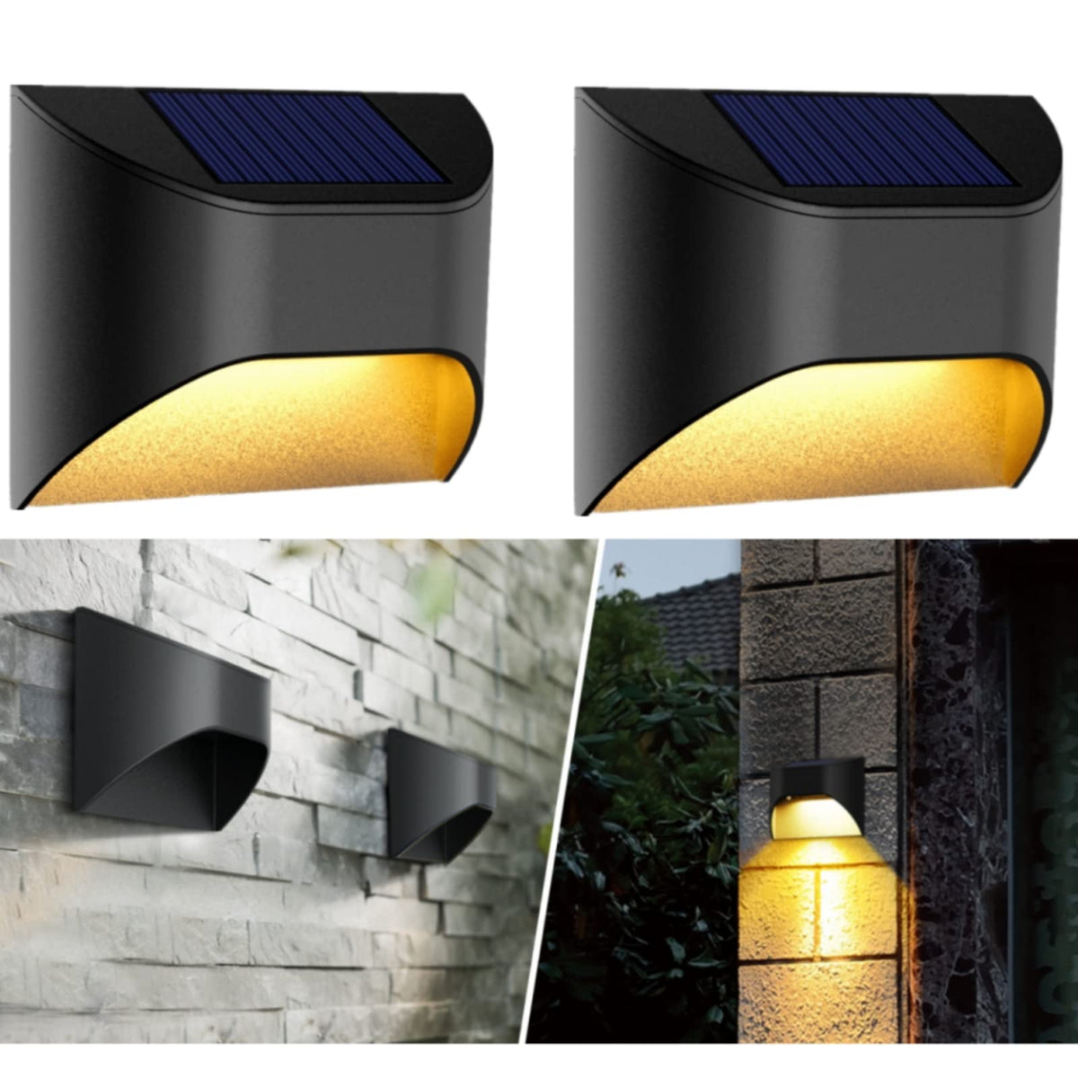 VWCYL+ Solar Fence Lights -Deck & Step & Stair Lights - Warm White/Daylight/Cool White Options for Yard Garden Deck Stair Step Fences,Waterproof（2-Pack）