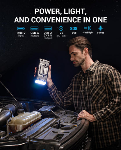 AVAPOW jump starter — 6000A portable with USB3.0 power bank and SOS light.