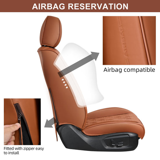 TINRAIYANG car seat covers - breathable leather for front and rear seats in brown
