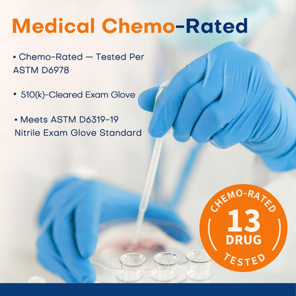 Protective glove — Supmedic nitrile exam, latex-free, powder-free, food safe, blue, large, 100 pcs