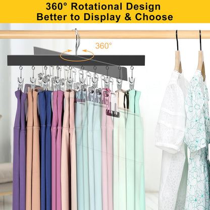 Clothes hanger — ORROENS wooden organizer with clips for 24 leggings and pants