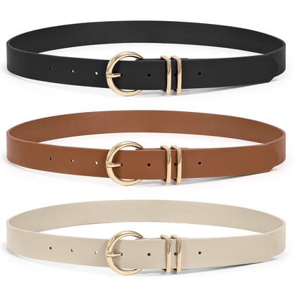 XZQTIVE leather waist belts with gold buckle - 3 pack for women