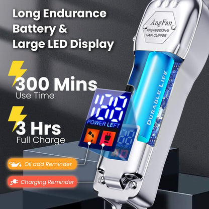 Hair trimming kit — Cordless clippers with LCD display and high-speed motor