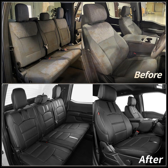 coverdream F150 seat covers - waterproof leather protection for 2015-2020 Ford F150 and 2017-2022 F250/F350 Crew Cab