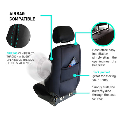 FH Group vehicle seat cover — neoprene for low back seats, airbag compatible, black