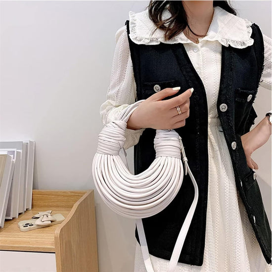 Handbag — Hand-woven bread design with top handle and crossbody options