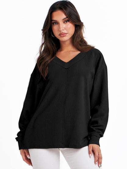 ANRABESS shirt — Oversized off the shoulder long sleeve tunic top