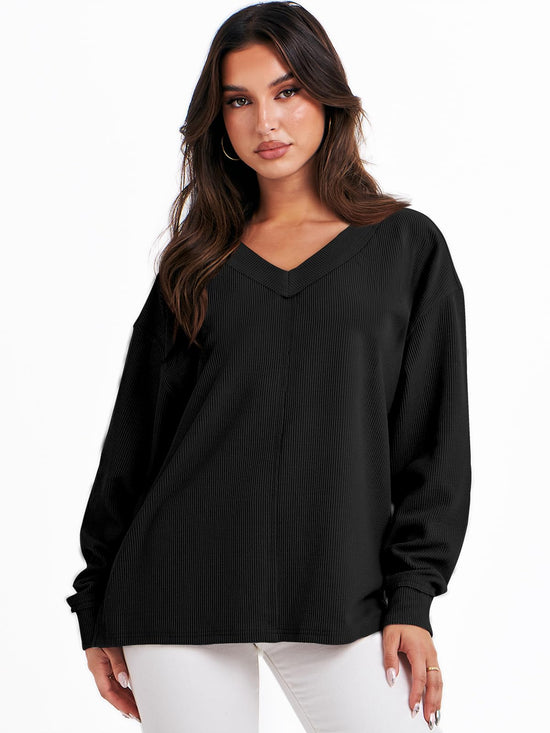 ANRABESS shirt — Oversized off the shoulder long sleeve tunic top